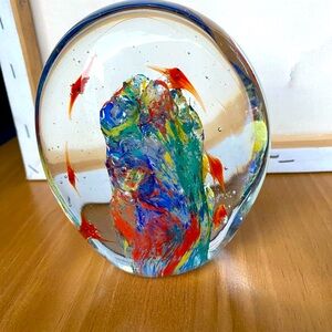 Murano Glass Paper Weight Goldfish Aquarium Theme